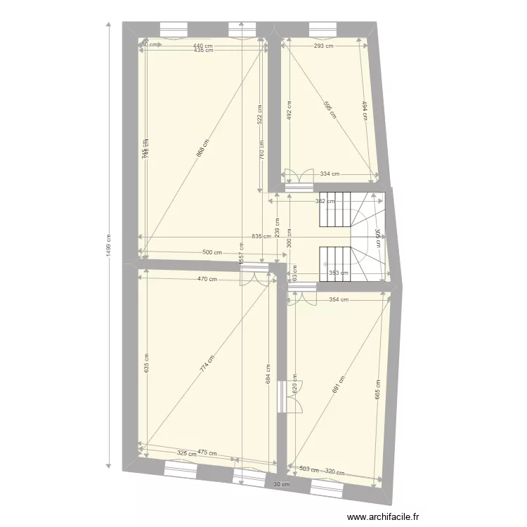 EDL 1&deg; etage  apr&eacute;s d&eacute;molitions. Plan de 