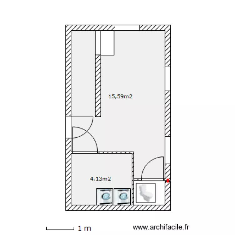 Buanderie. Plan de 