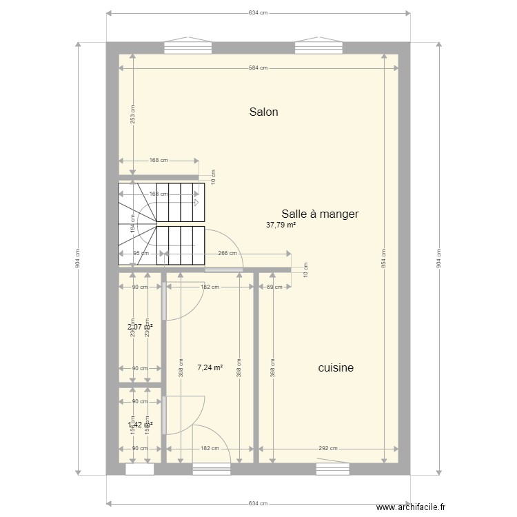 Plan maison promo 2 F RDC. Plan de 4 pièces et 49 m2