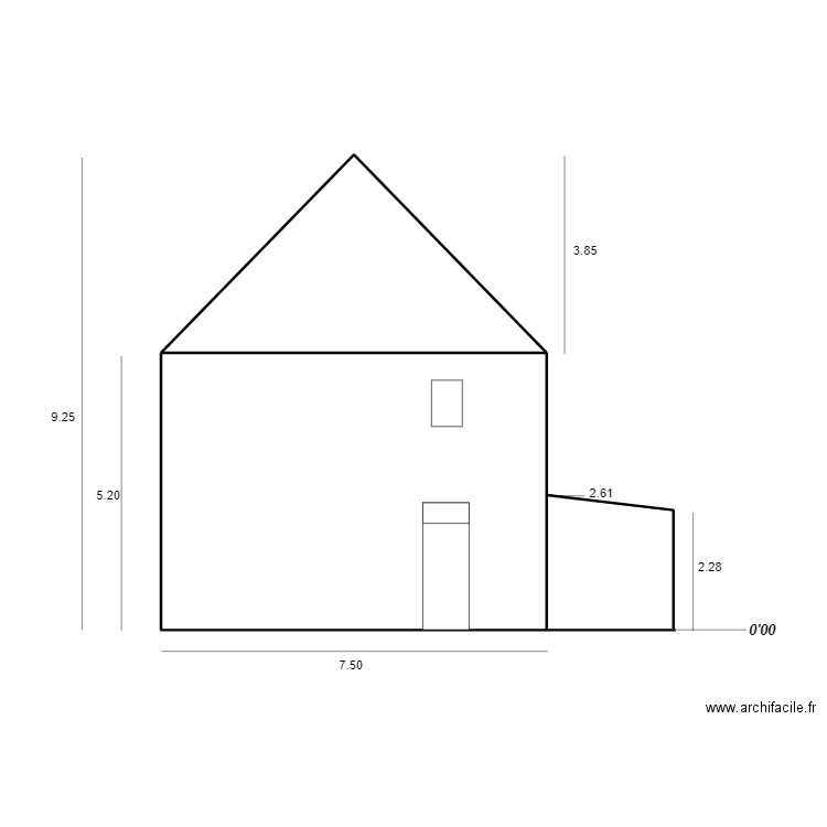 Plan de coupe TY FLORES. Plan de 2 pièces et 55 m2