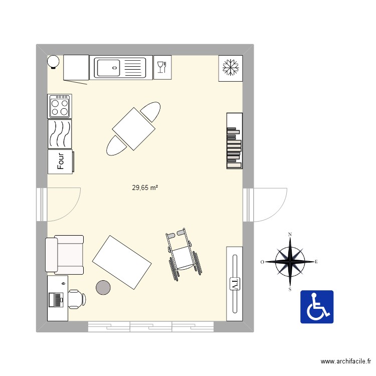 aménagement. Plan de 1 pièce et 30 m2