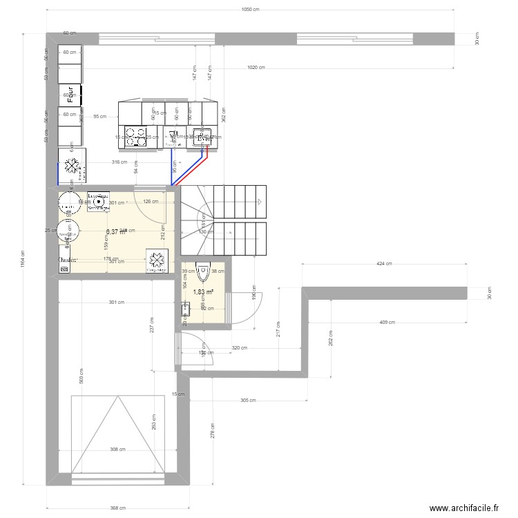 Plan cuisine 01 09 2022. Plan de 2 pièces et 8 m2