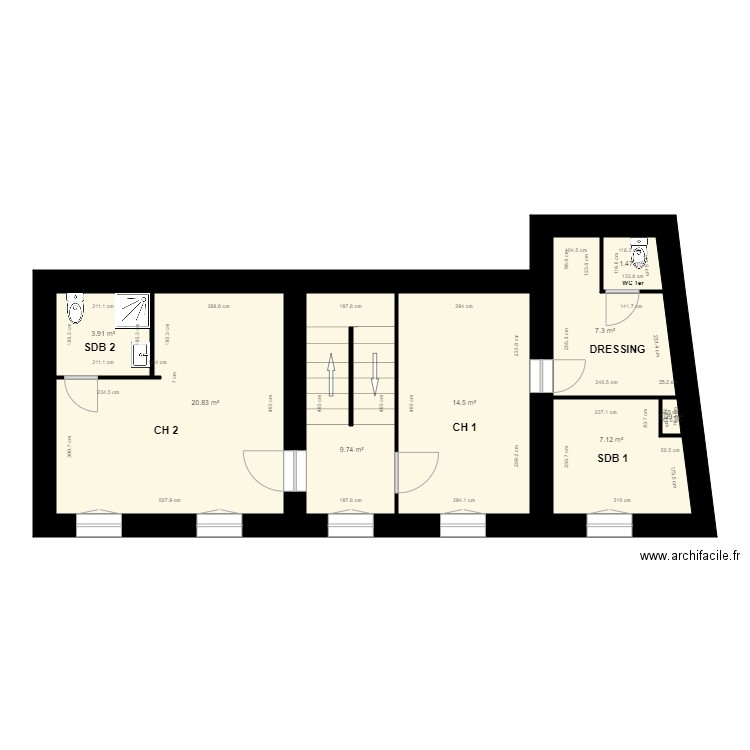 1er ETAGE MALLEVAL EXISTANT. Plan de 0 pièce et 0 m2