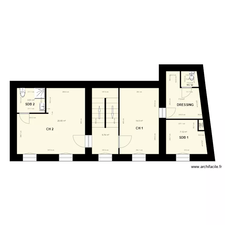 1er ETAGE MALLEVAL EXISTANT. Plan de 