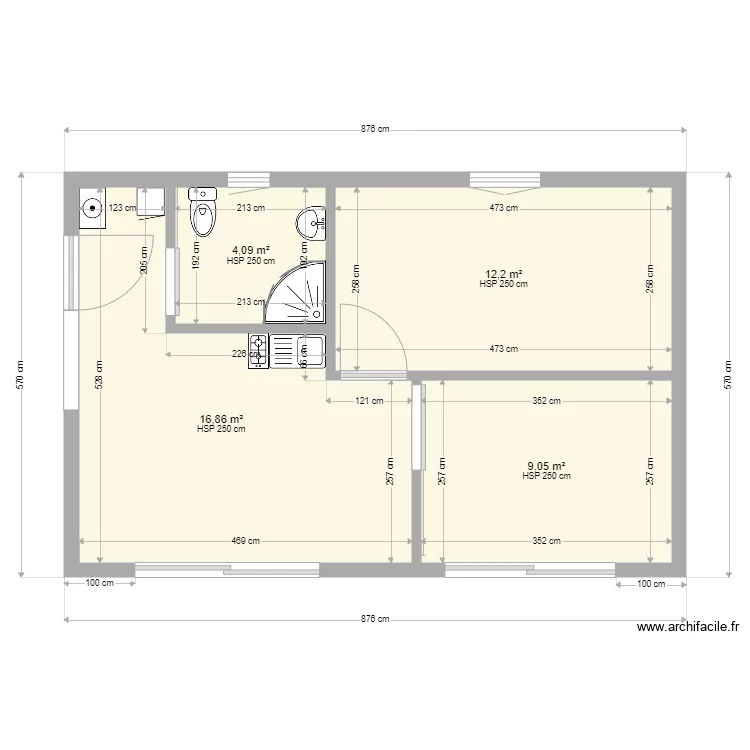 Maison 50 m&sup2; Ker Pissot. Plan de 