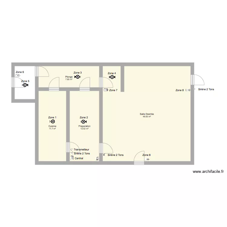 Salle Destr&eacute;e. Plan de 