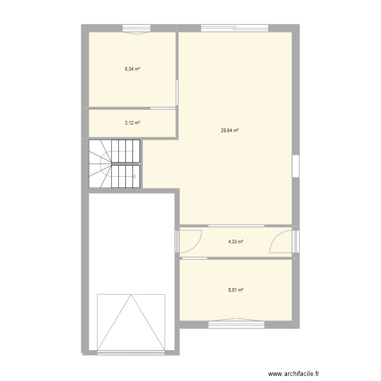 Nozay R+1(bis). Plan de 5 pièces et 55 m2