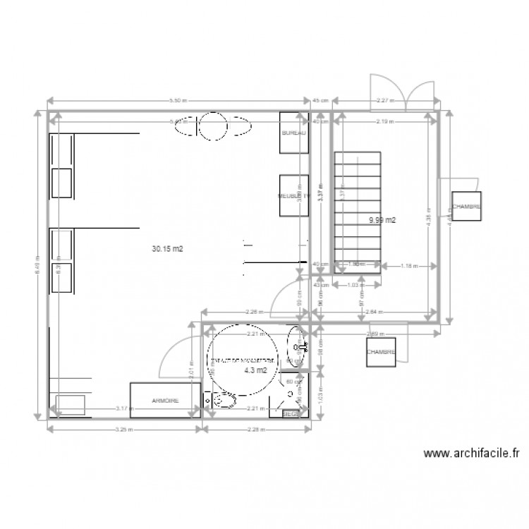 HOTEL DU CYGNE CHAMBRE ADAPTEE PLAN PROJET. Plan de 0 pièce et 0 m2