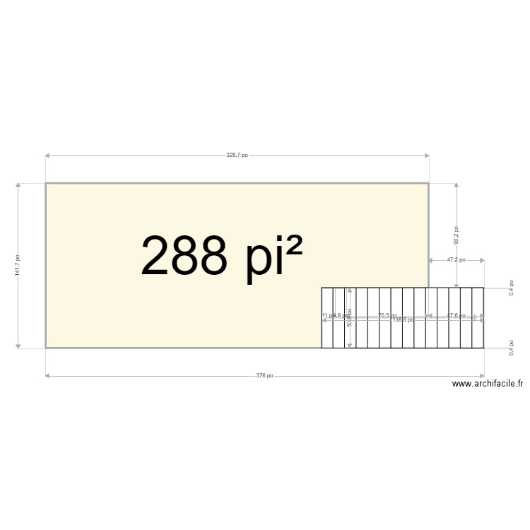 patio. Plan de 1 pièce et 27 m2