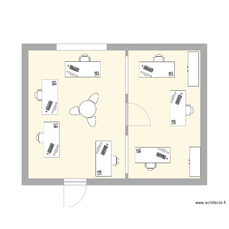 Bureau DAGJ idée 1. Plan de 2 pièces et 34 m2