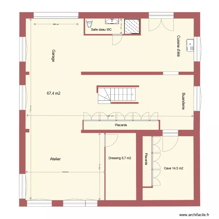 Maison RP Sous sol. Plan de 
