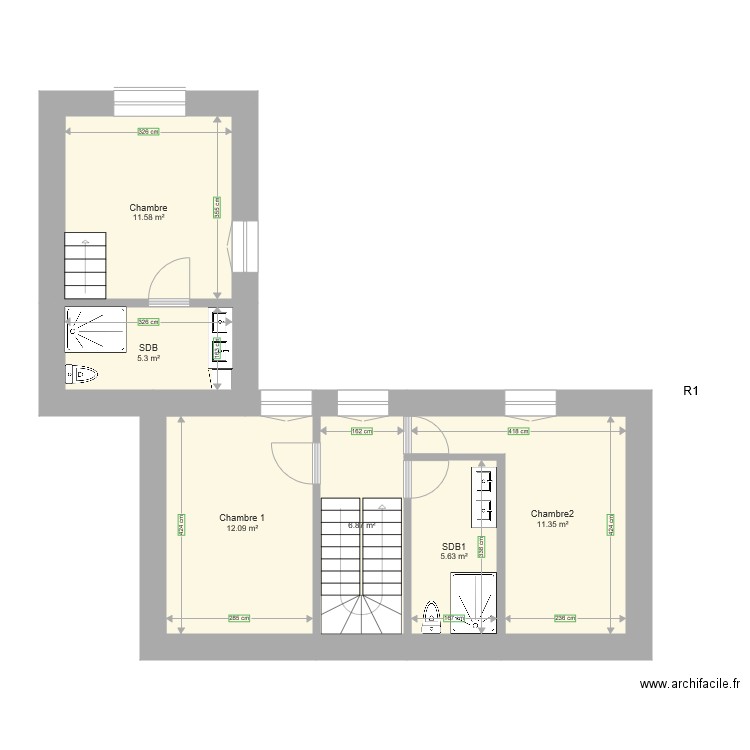 R1apres. Plan de 0 pièce et 0 m2