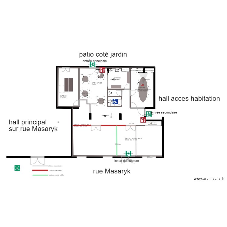 V2 LYON. Plan de 2 pièces et 40 m2