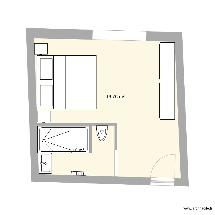 Chambre bleue n3. Plan de 0 pièce et 0 m2