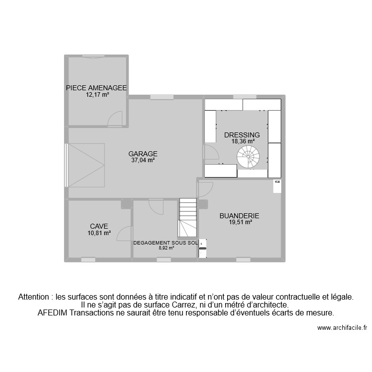 BI 11735 SOUS SOL . Plan de 26 pièces et 227 m2