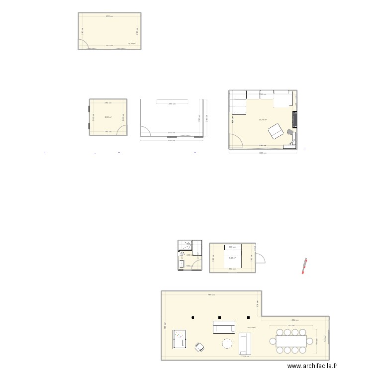 pic. Plan de 6 pièces et 122 m2