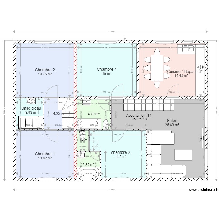 A Casa Aperta étage. Plan de 11 pièces et 114 m2