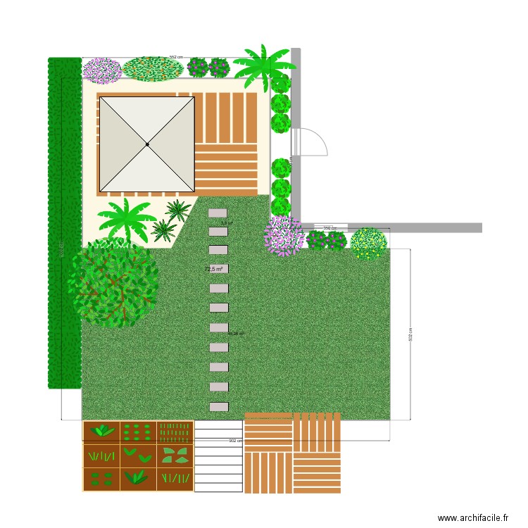 Jardin. Plan de 1 pièce et 73 m2