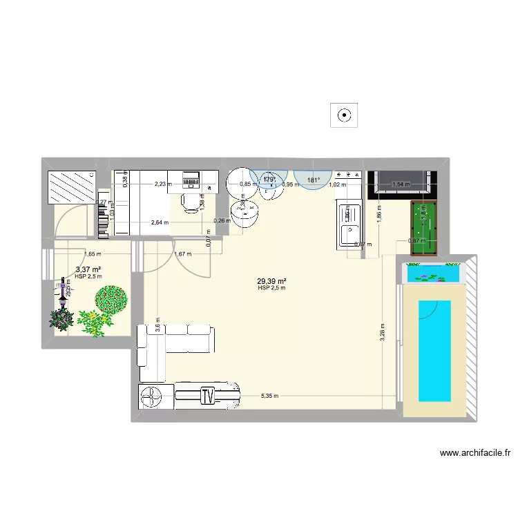 FLORIDA. Plan de 5  et 38 m²