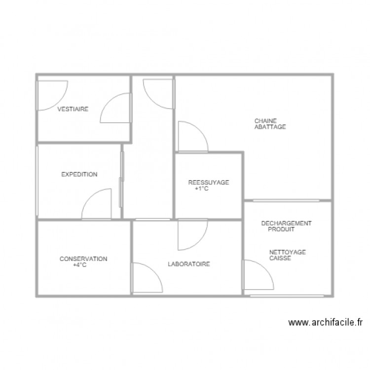 ABATTOIRE. Plan de 6 pièces et 45 m2