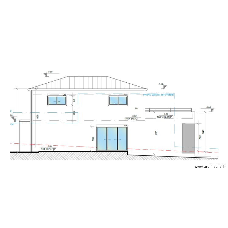 Coupe Droite. Plan de 0 pièce et 0 m2