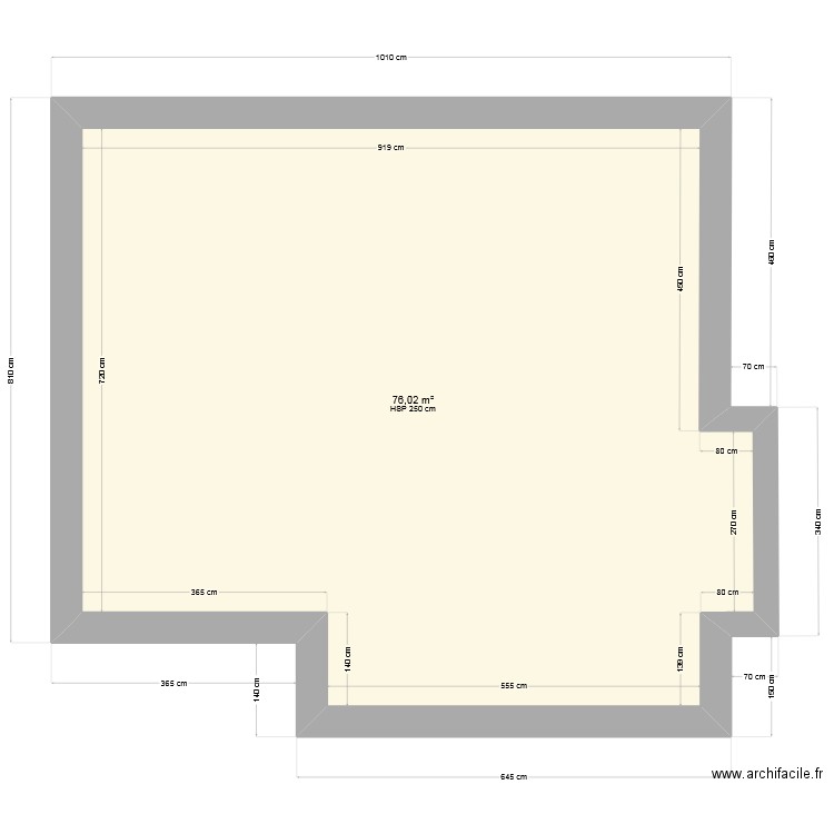 rdc nu. Plan de 1 pièce et 76 m2