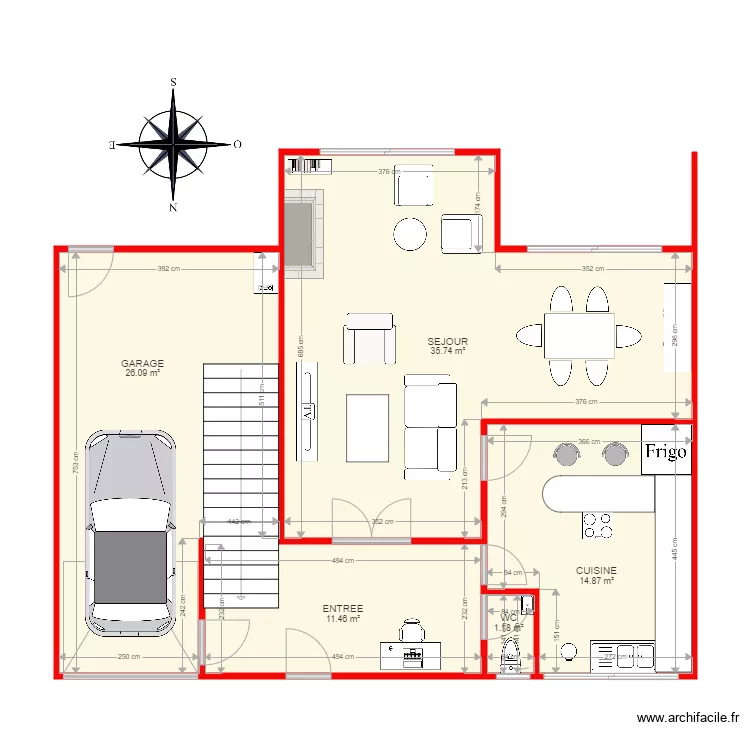 BI 1530 NIVEAU 1 sans cotes. Plan de 
