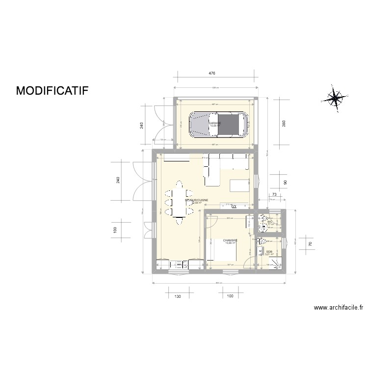 BIOT MODIFICATIF 2. Plan de 5 pièces et 63 m2
