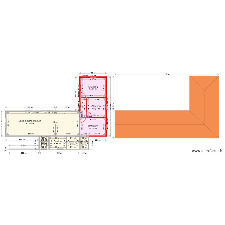 maison actuelle et agrandissement. Plan de 0 pièce et 0 m2