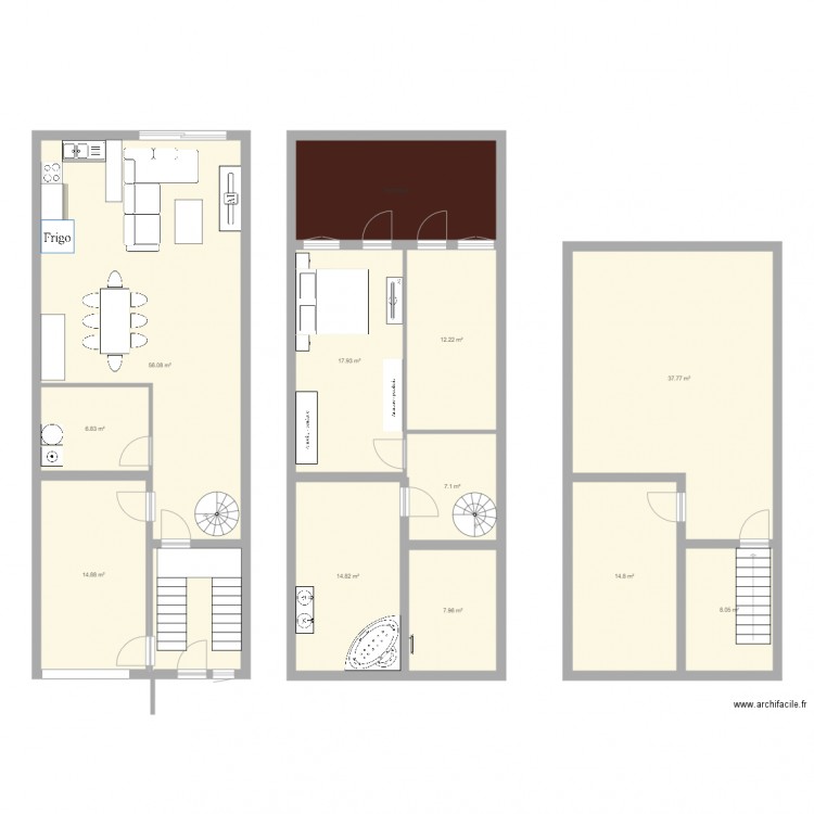 Appart Bel Etage RDC 1ier. Plan de 0 pièce et 0 m2