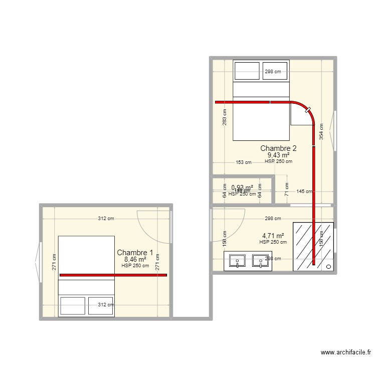 PONTREAU. Plan de 4 pièces et 24 m2