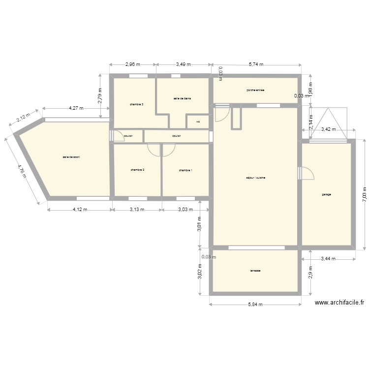 bouetard rdc 1. Plan de 13 pièces et 159 m2