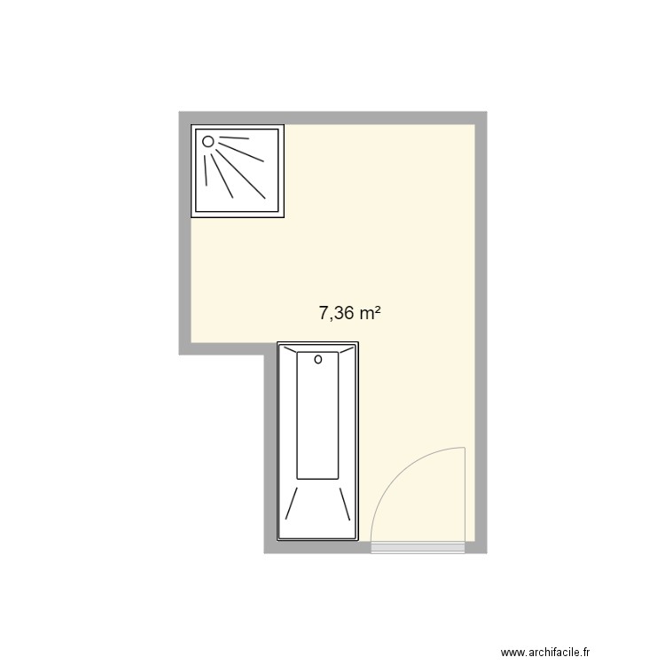 SDB Ancel. Plan de 1 pièce et 7 m2