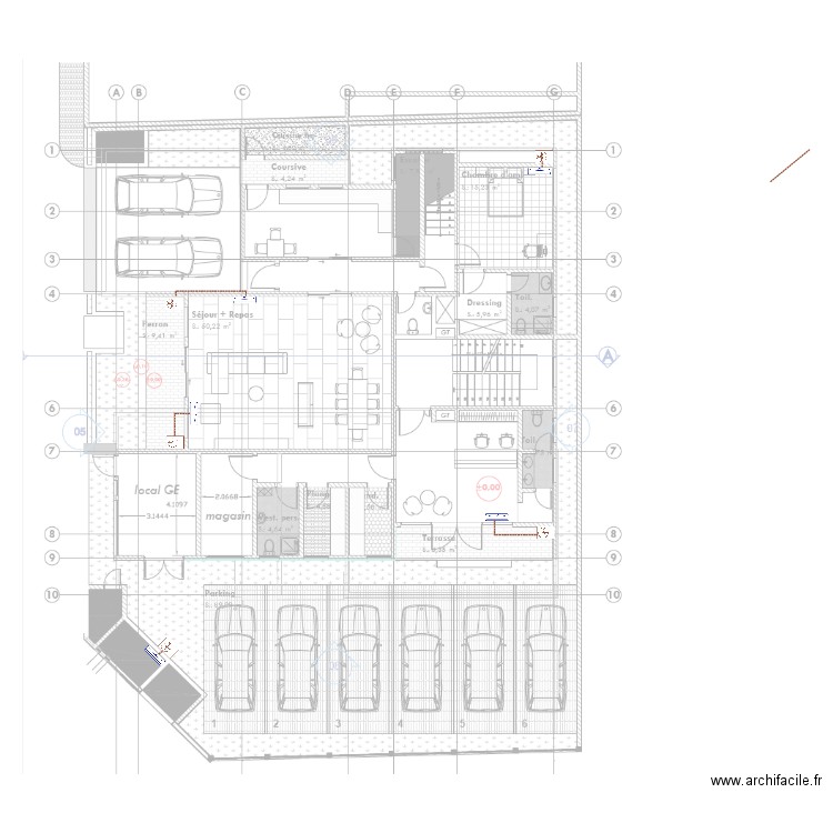 Climatisation RDC bâtiment habitation BONADIWOTO. Plan de 0 pièce et 0 m2