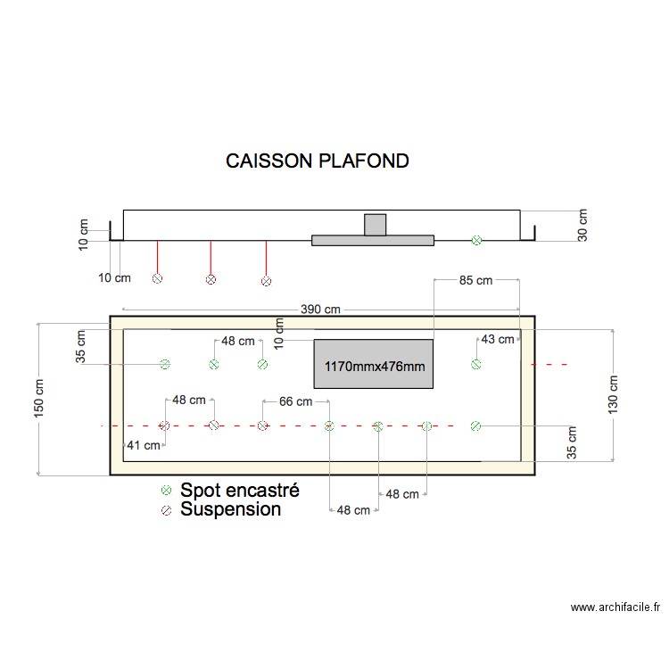 caisson fond plafond cuisine 1 . Plan de 0 pièce et 0 m2