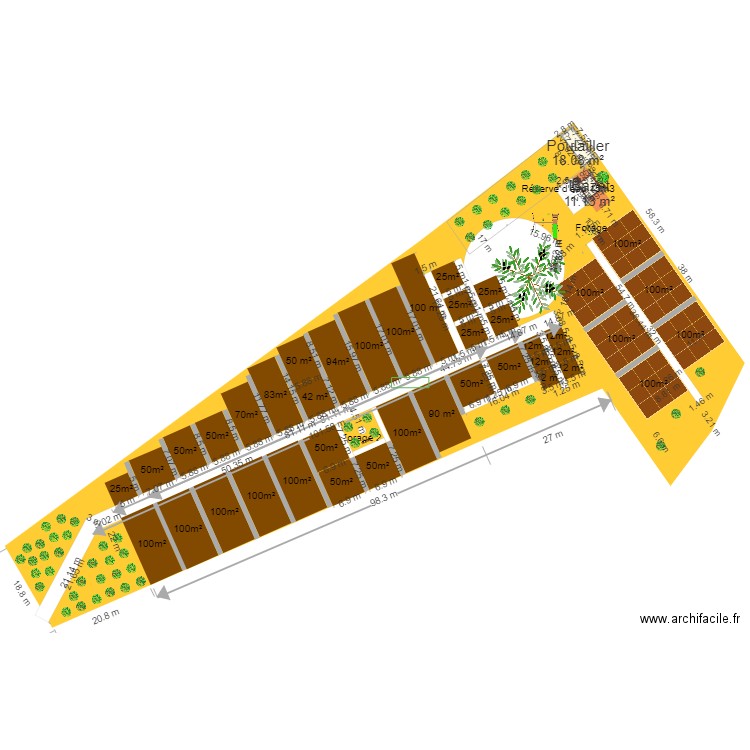 Jardin partagé V14 HD poulailler haie forage 18 11 22 1900. Plan de 2 pièces et 29 m2