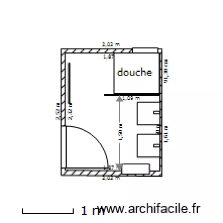 salle eau suite NORD. Plan de 