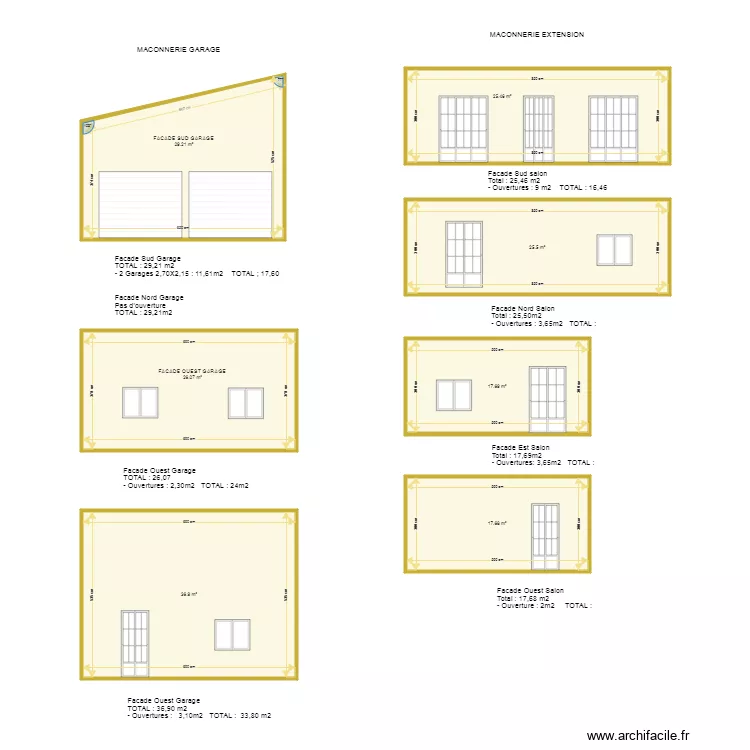 MACONNERIE EXTENSION ET GARAGE. Plan de 