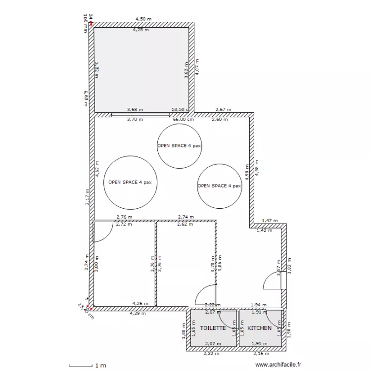 JE OFFICES double bureau. Plan de 