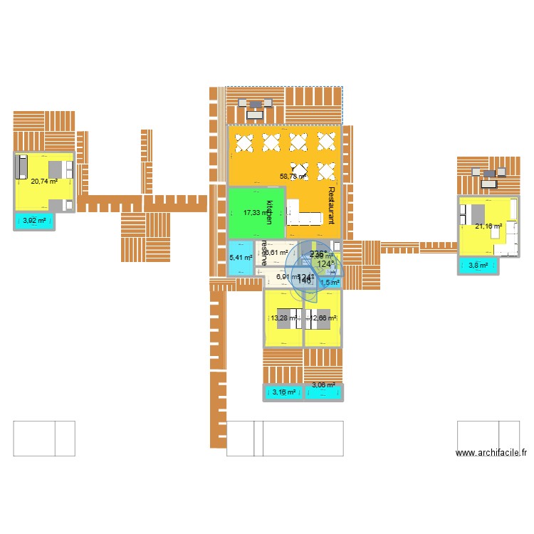 lodge 3.2. Plan de 15 pièces et 186 m2