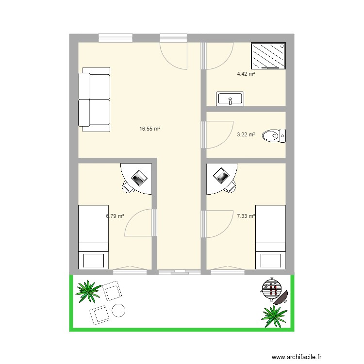 plan R plus deux deuxieme - Plan 5 pièces 38 m2 dessiné par parnian