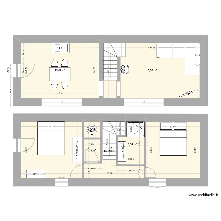 auriol. Plan de 6 pièces et 68 m2
