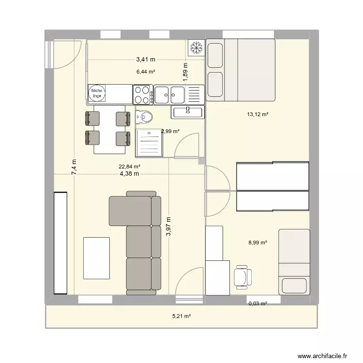propuesta. Plan de 7 Pièces et 69 m²