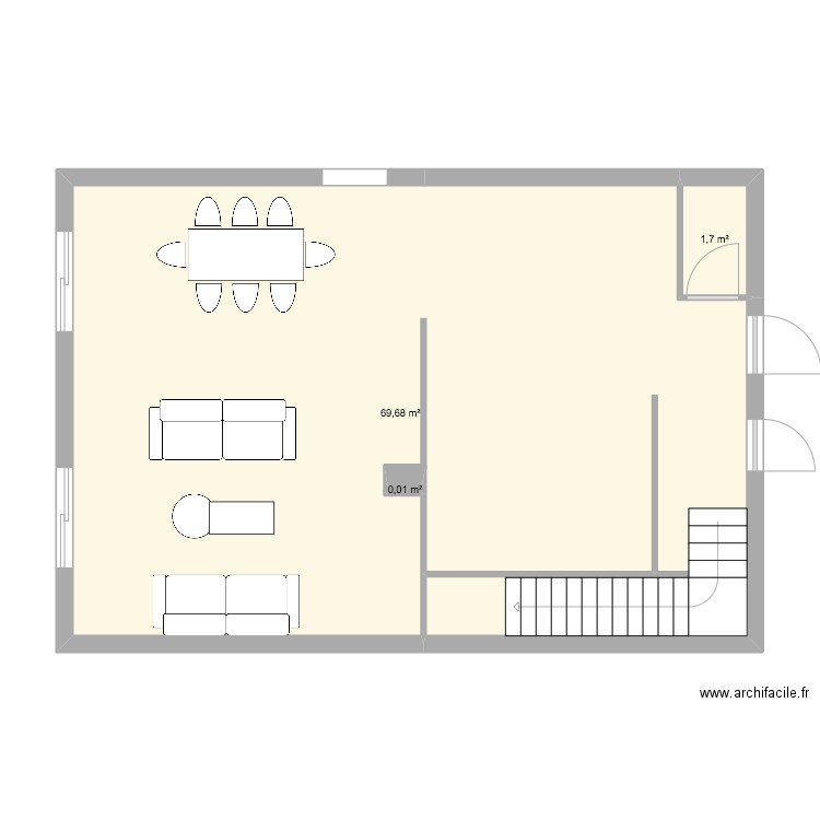 MAISON . Plan de 3 pièces et 71 m2