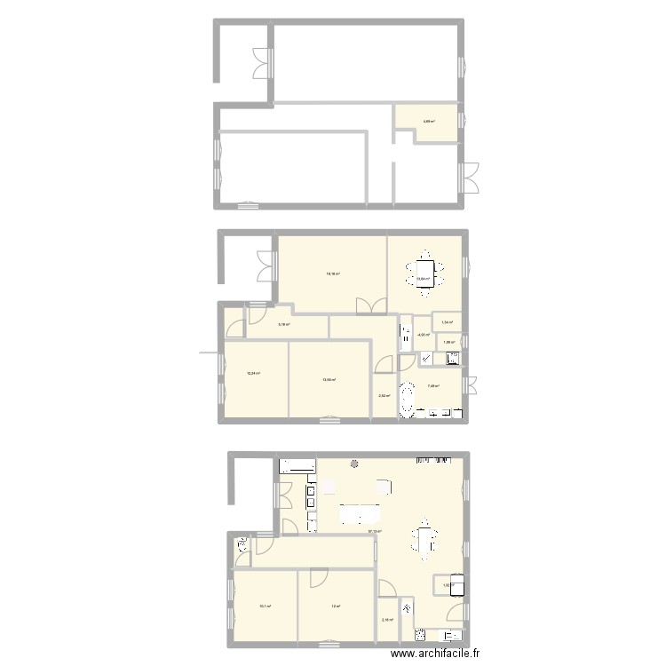 Plan de base. Plan de 16 pièces et 165 m2