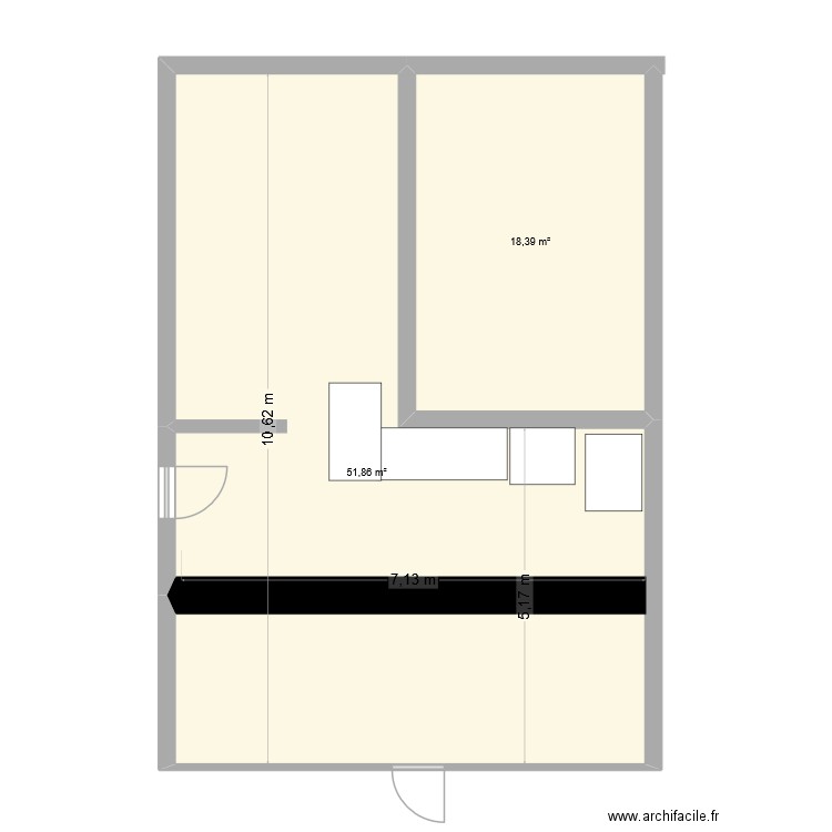 KEBAB BASSECOURT2. Plan de 2 pièces et 70 m2