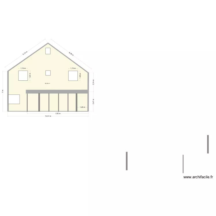 Facade. Plan de 1 et 63 m² Facade. Plan de 1 et 63 m²