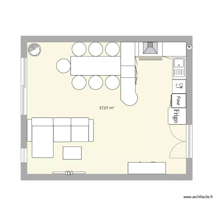 CUISINE 1. Plan de 1  et 37 m²