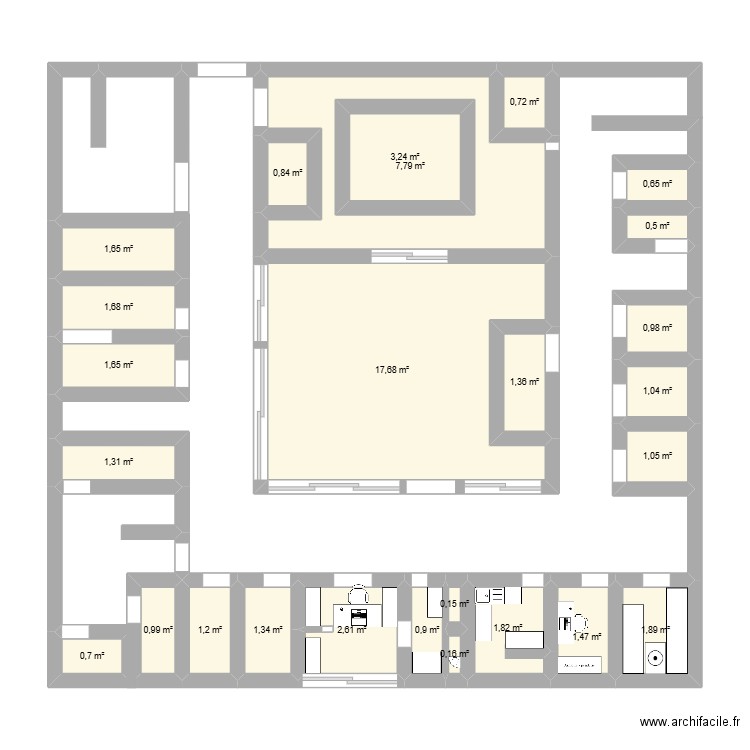 PLANNN. Plan de 26 pièces et 61 m2