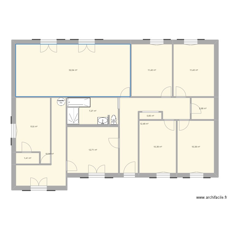 abcv. Plan de 13 pièces et 135 m2